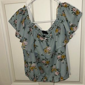 Off the shoulder mint green off the shoulder floral print top